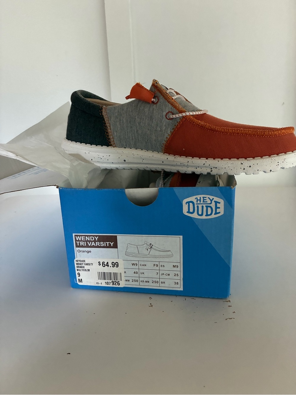 Hey Dude Wendy Tri Varsity Slip-On Shoes — Orange, Gray & Black